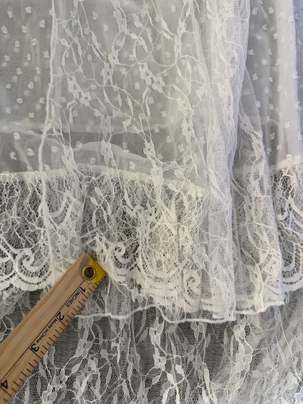 Renaissance Boho Lace Wedding Dress Small White Cottagecore Tiered Maxi Ruffle - Picture 9 of 12